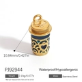 Waterproof 18K gold stainless steel coffee cup pendant in dark blue with heart detail - Dark Blue Heart Coffee Cup (PJ92944)