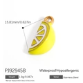 Lemon slice pendant in 18K gold plated stainless steel with yellow enamel finish - Yellow Lemon Slice (PJ92945B)