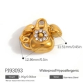 Pendentif téléphone vintage en acier inoxydable doré avec zircons étincelants - Style Téléphone Vintage Doré avec Strass (PJ93093)