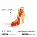Waterproof stainless steel high heel pendant with red enamel and golden polka dots - Red High Heels (PJ92946B)
