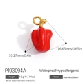 Pendentif piment rouge émaillé étanche en acier inoxydable plaqué or 18 carats - Style Pendentif Chili Rouge (PJ93094A)