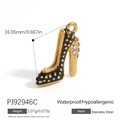 Stainless steel high heel charm in gold finish with black enamel and crystals - Black High Heels (PJ92946C)