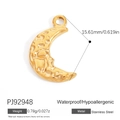 Golden crescent moon pendant in stainless steel with hammered texture detail - Hammered Moon Shape (PJ92948)