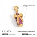 18K gold stainless steel perfume bottle pendant with purple enamel and bow detail - Purple Bow Bottle (PJ92950A)
