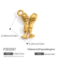 Pendentif verres de champagne dorés en acier inoxydable avec dimensions de 13,89mm - Style Nœud Verres à Champagne Croisés (PJ93097)