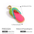 Cute flip-flop pendant in colorful enamel and 18K gold plated stainless steel - Summer Flip-flop Pendant (PJ93102A)