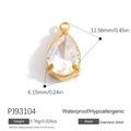 Pendentif goutte en acier inoxydable doré 18K avec zircon pour création bijoux - Style Zircone Goutte d'Eau Transparente (PJ93104)