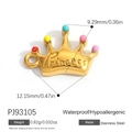 Pendentif couronne dorée en acier inoxydable avec gravure Princess et émail coloré - Style Couronne Princess Colorée (PJ93105)