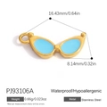 Pendentif lunettes de soleil œil de chat en acier inoxydable doré 18K avec émail bleu - Style Lunettes de Soleil Glacis Bleu Doré (PJ93106A)