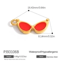 Pendentif lunettes en acier inoxydable plaqué or 18 carats avec émail rouge pour bijoux - Style Lunettes de Soleil Glacis Rouge Doré (PJ93106B)