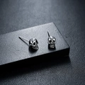 Gothic style silver skull stud earrings for men and women on black jewelry box display - Skull Head Style (X752-A) / Single Piece