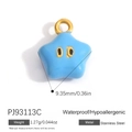 Pendentif étoile bleue en acier inoxydable avec finition émail et anneau doré - Style Emoji Étoile Bleue (PJ9311C)
