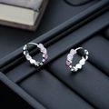 Boucles d'oreilles créoles argentées avec cœurs en émail rose dégradé pour femme - Rose (X533-A)