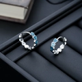 Boucles d'oreilles créoles cœur argentées avec détails en émail bleu pour un look chic - Bleu (X533-B)
