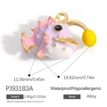 Pastel purple lantern fish enamel pendant in gold-plated alloy with size dimensions - Purple Anglerfish Style (PJ93183A)