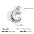 Minimalistische zilveren roestvrijstalen letter C hanger met gepolijste afwerking en waterdicht - Letter C (PJ92493SC)