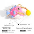 Pink and blue enamel anglerfish charm in 18K gold plated alloy for DIY jewelry - Dark Pink Anglerfish Style (PJ93183C)