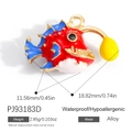 Colorful angler fish enamel charm pendant in red and blue alloy for DIY necklaces - Red Anglerfish Style (PJ93183D)