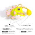 Colorful anglerfish enamel pendant in green and pink alloy for DIY necklace charms - Yellow Anglerfish Style (PJ93183E)