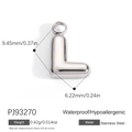 Stainless steel letter L pendant with dimensions 9.45mm by 6.22mm in silver finish - Letter L (PJ92493SL)