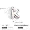 Mirror polished stainless steel silver letter K pendant for DIY necklace charms - Letter K (PJ92493SK)