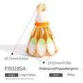Golden shuttlecock charm with colorful enamel details and precise size measurements - Light Green Badminton Style (PJ93185A)