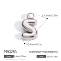 Polished stainless steel letter S pendant necklace charm with hypoallergenic properties - Letter S (PJ92493SY)