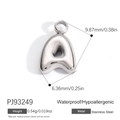 Polished silver stainless steel letter A pendant with exact size and weight dimensions - Letter A (PJ92493SA)