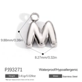 Polished stainless steel letter M alphabet pendant charm for DIY jewelry necklaces - Letter M (PJ92493SM)