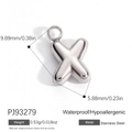 Polished stainless steel letter X balloon pendant showing dimensions and weight info - Letter X (PJ92493SU)