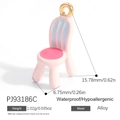 Pink and blue enamel chair pendant made of alloy with gold ring for DIY jewelry making - Pink Chair Style (PJ93186C)