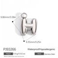 Polished silver stainless steel letter H pendant charm for DIY necklaces and jewelry - Letter H (PJ92493SH)