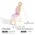 Alloy chair charm pendant in white and pink finish with 18K gold-plated hook for DIY jewelry - Cream White Chair Style (PJ93186E)
