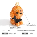 Pudelanfanger mit orangefarbener Emaille und 18K Goldbeschichtung für DIY Schmuck - Orange-Roter Teddy-Hund-Stil (PJ93187)