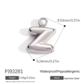 Minimalist 3D stainless steel letter Z pendant for DIY jewelry making - Letter Z (PJ92493SW)