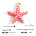 Pendentif étoile de mer rose en alliage doré avec dimensions sur fond blanc épuré - Étoile de Mer (PJ93188B/Rose)