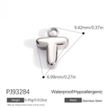 Polished silver stainless steel letter T pendant with 9.42mm height and 6.99mm width - Letter T (PJ92493SZ)