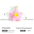 Rosa Sternanhänger aus Legierung mit Goldrand, wasserfest und hypoallergen für DIY - Rosa Stier (PJ93229C)