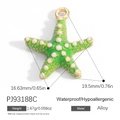 Alloy starfish pendant with bright green enamel dots and gold finish for jewelry making - Emerald Green Sea Star Style (PJ93188C)