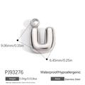 Polished silver bubble letter U charm pendant in stainless steel for DIY jewelry - Letter U (PJ92493SR)