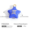 Blauer sternförmiger Gemini-Anhänger aus Legierung mit Gold-Tropföl für DIY-Ketten - Blau Zwillinge (PJ93230A)