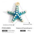 Blue starfish alloy pendant with enamel finish and white dots in gold plated casing - Blue Sea Star Style (PJ93188D)