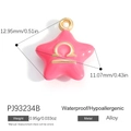 Rosafarbener sternförmiger Waage-Sternzeichen-Anhänger mit Emaille-Finish - Rosa Waage (PJ93234B)