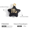 Skorpion Sternanhänger aus schwarzer Emaille mit goldenem, hypoallergenem Legierungsring - Schwarz Skorpion (PJ93235C)