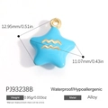 Himmelblauer sternförmiger Wassermann-Sternzeichen-Anhänger aus Legierung mit Golddetails - Himmelblau Wassermann (PJ93238B)