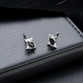 Orecchini a stella in argento con pietra nera a marquise in stile vintage gotico - Argento-Nero