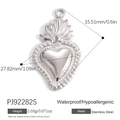 Retro stainless steel sacred heart pendant in silver finish with vintage flame detailing - Sacred Heart Beaded (PJ92282S)