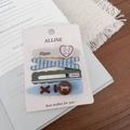 Set of four sweet vintage hair clips with bow and dot patterns on a display card - Sea Salt Blue Coffee Bead Heart Button