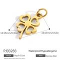 18k gold plated stainless steel hollow heart clover pendant with size markings - Gold Clover Cutout (PJ93283)