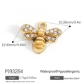 Golden stainless steel bee charm with sparkling crystals for DIY necklace jewelry - Gold Bee Rhinestone (PJ93284)